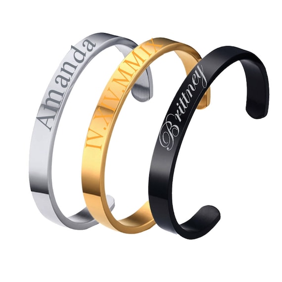 Roman Numeral Cuff Bracelet Name Bracelet Monogram Bracelet Bridesmaid Gift Custom Coordinates Custom Name