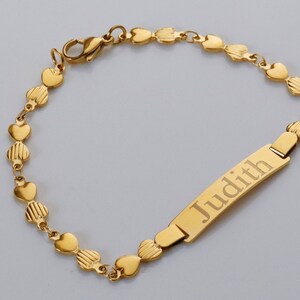 Personalized Gold Bracelet, Delicate Ladies Bracelet, Custom Engraved Bracelet, Gold ID Bracelet, Women&#39;s Bracelet, Mom&#39;s Gift 22b1