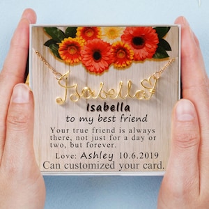 Custom Name Necklace Personalize with Any Name , Gift for Her  with Gift Card,Gold ,Silver ,Rose Gold.
