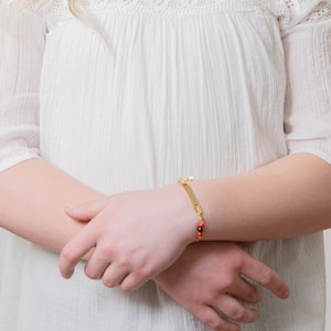 ID armband, baby armband, gepersonaliseerde baby armband, Pulsera de Azabache voor baby&#39;s 14K goud gevulde baby Pulsera de Azabache armband