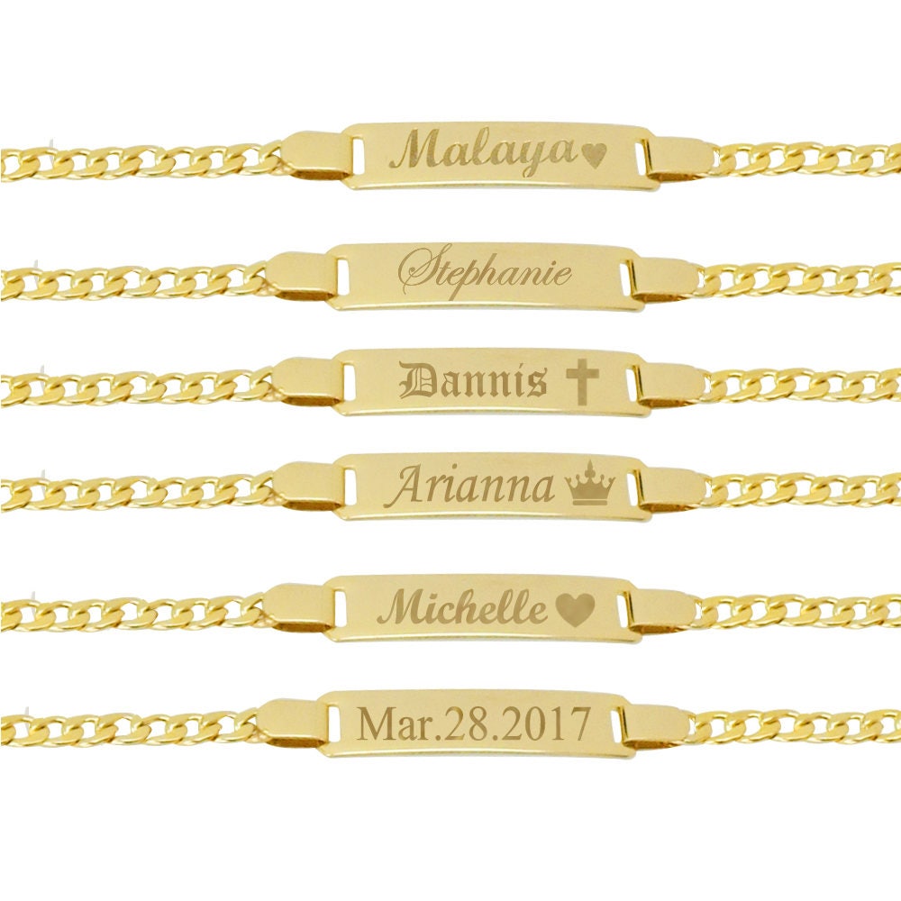 Gold Baby Bracelet, Baby ID Bracelet, Baby Bracelet, ID Bracelet, Gol…