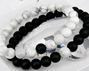 Yin Yang Bracelet, Couple Bracelet, Friendship Bracelet, Stone Bracelet, Distance Bracelet, Onyx Bracelets, Bead Couple Bracelet