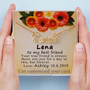 Gepersonaliseerde ketting, naam ketting draadnaam, cadeau voor BFF, zus, Her.with Gift Card, goud, zilver, rosé goud.