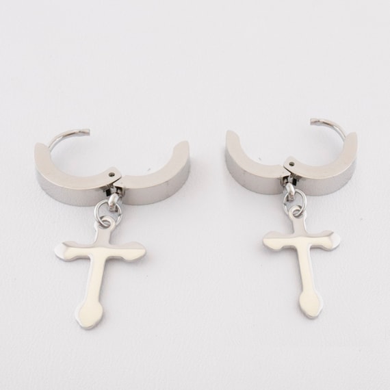 Mens hoop and cross deals earring