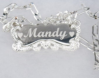 Tout nom personnalisé collier en argent plaque signalétique collier en argent sterling 925 collier de nom fait à la main