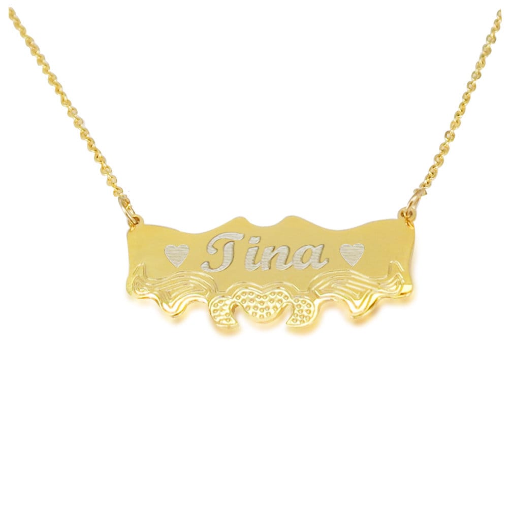 Engraving Baby Name Necklace for Kids Personalized Gold Silver Etsy