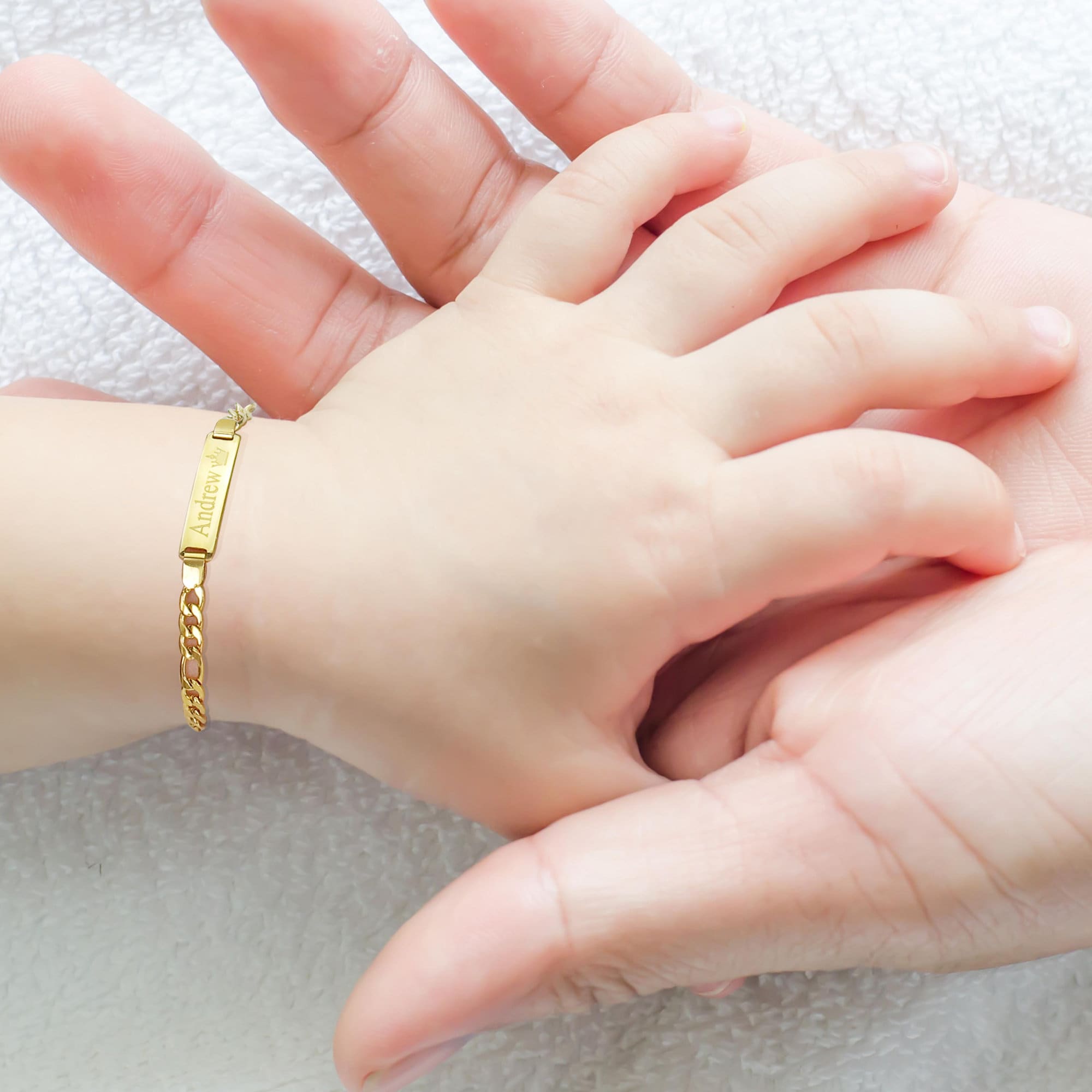 Custom Baby Bracelet Birthday gift idea for girl 18K Gold Dainty Baby bracelet