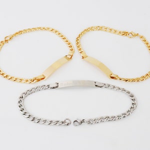 Personalized Silver Id Bracelet，Gold  ID Bracelet, Custom Name Bracelet,Personalized Name Bracelet, Couple Bracelet for man and women