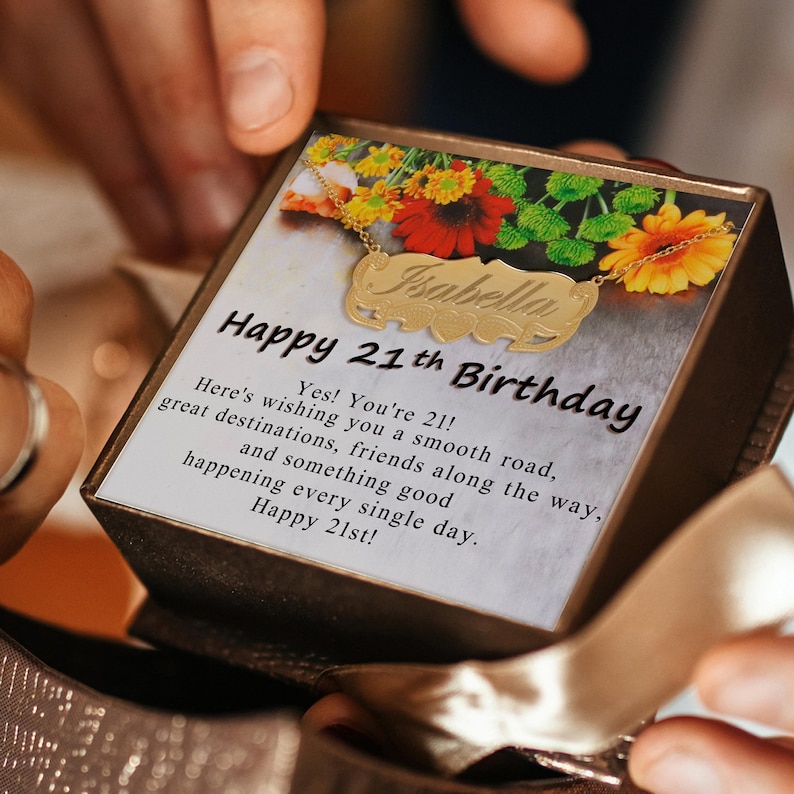 21th Birthday Gift Personalized Name Necklace 21 Birthday Etsy