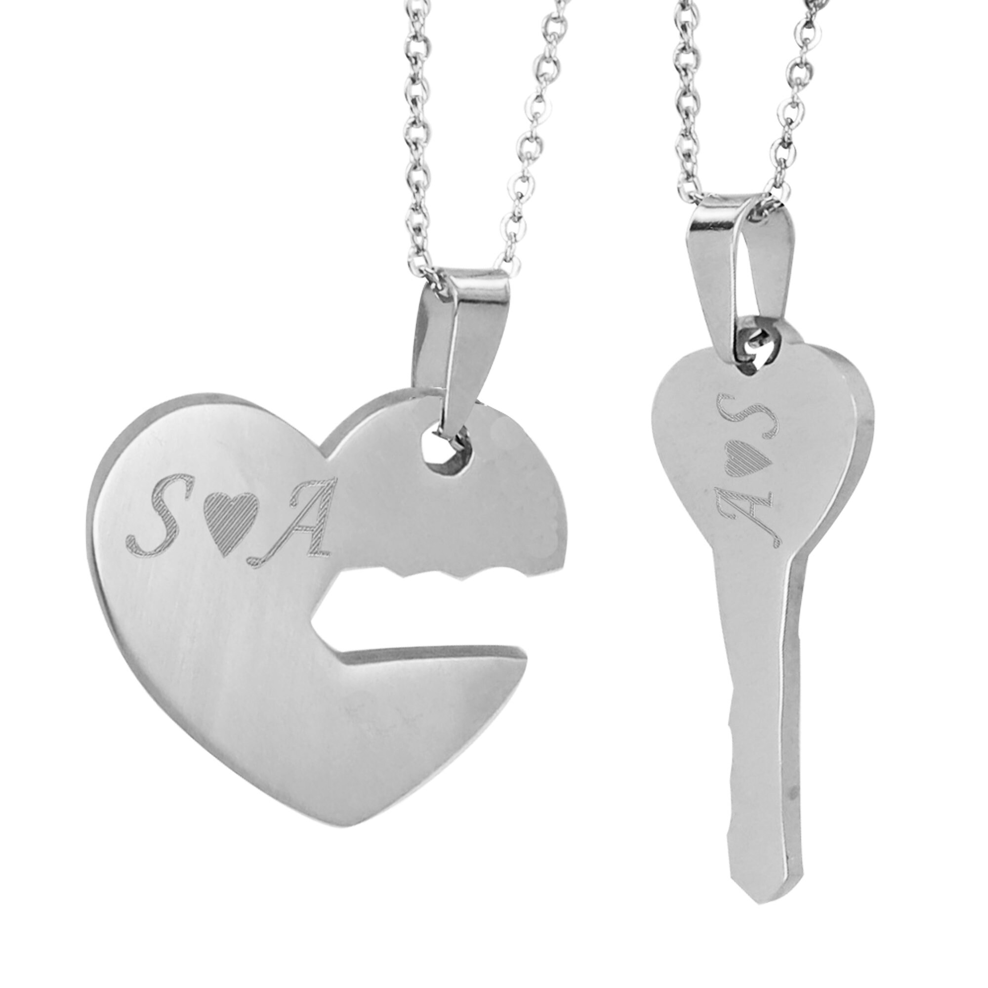Aooaz Couples Necklace Girlfriend and Boyfriend Double Rings Twisted with Letters Couple Necklace Stainless Steel for Couple