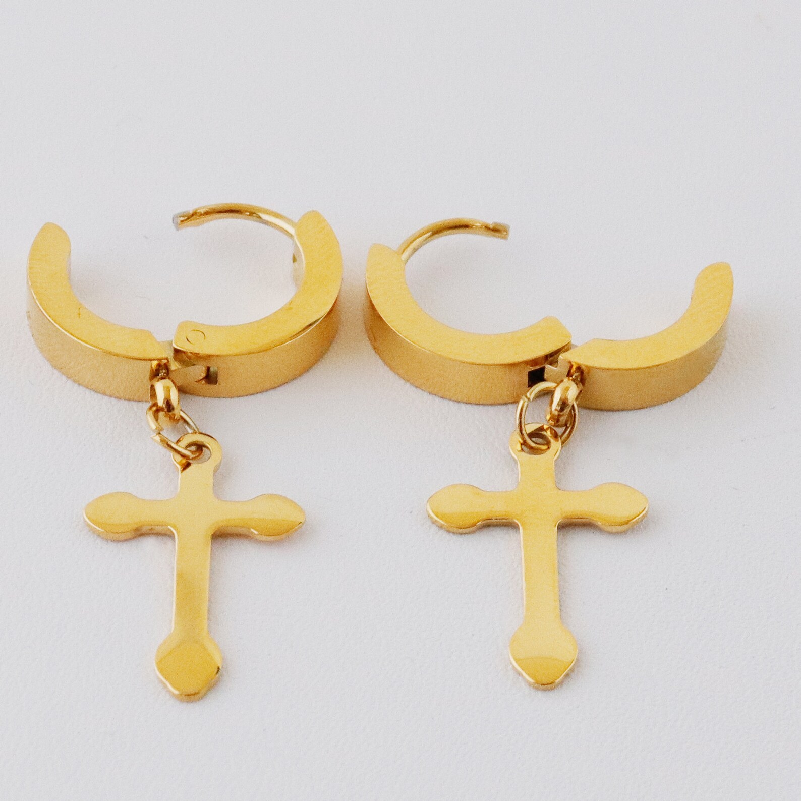 Cross Hoop Earrings Cross Earring for Men Clip on Earrings Etsy