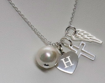 925 Sterling Silver Angel Wing Necklace Memorial Necklace  Personalized Sympathy Gift, Loss of Loved one Necklace Angel Wings Jewelry Gift