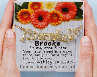 Name Necklace, Customized Name Necklace,  Personalized Necklace, Name Wire Necklace Gift for Her, with Note Card,Gold ,Silver ,Rose Gold.