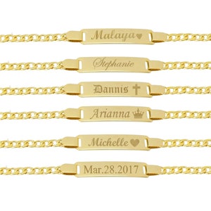 ID Bracelet, Baby Bracelet, Personalize Baby Bracelet, Gold Bracelet, Gold Baby Bracelet , Baby Jewelry, Baby Name Bracelet image 1