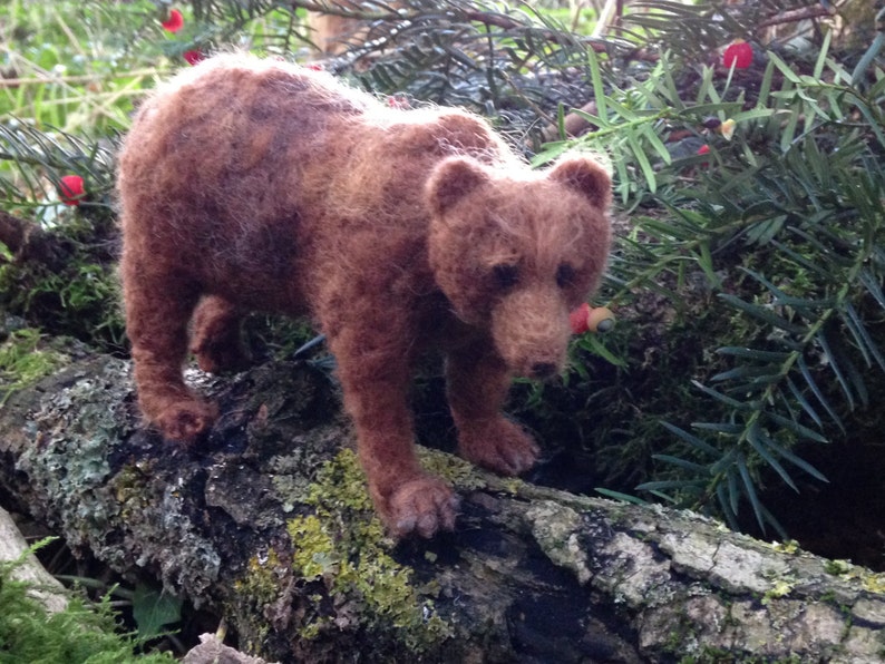 Handmade Needle Felted Brown Bear Etsy