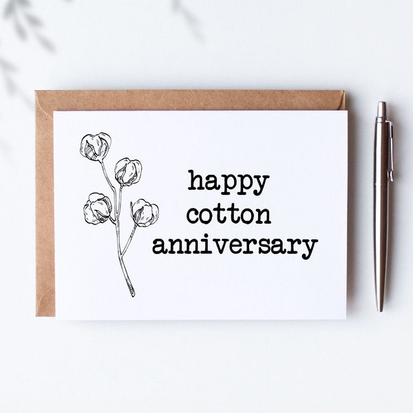 Cotton Anniversary Gift for Her - 2nd Anniversary Card - 2 Year Wedding Anniversary Cards - Two Year Anniversary for Him - Boyfriend Gifts