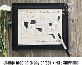 Cotton Anniversary Gift for Him - Cotton Anniversary Gift for Her - Two Year Anniversary Gifts - Travel Gifts - Traveling Gifts - Travel Map