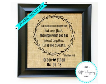 Matthew 19:6 - Wedding Bible Verse - Wedding Gifts for Couple - Wedding Gift for Couple - Anniversary Gift - Gifts for Bride and Groom