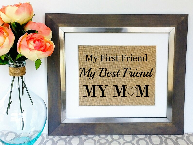 MOTHERS DAY Gift Personalized Mother's Day Gifts Unique Gift Ideas for Mom Best Friend Burlap Print Sign Present for Mom Birthday Gift image 2