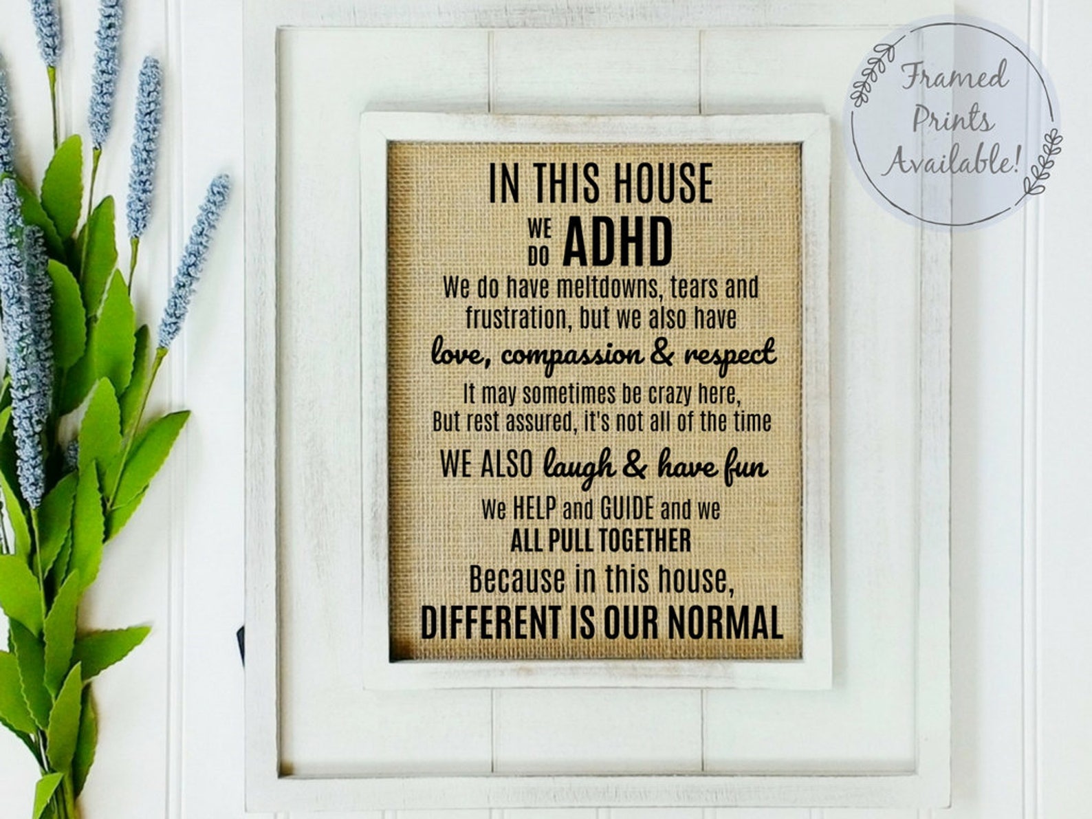 Adhd Work Sign ADHD AWARENESS Sign for Home Attention Deficit Hyperactivity Disorder ...