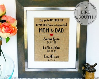 Gifts for Mom and Dad - Gift for Parents - Mom and Dad Gift - Parents Anniversary - Childrens Birth Dates Sign - Mothers Day Gifts - Present