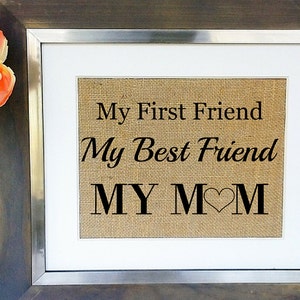 MOTHERS DAY Gift Personalized Mother's Day Gifts Unique Gift Ideas for Mom Best Friend Burlap Print Sign Present for Mom Birthday Gift image 3