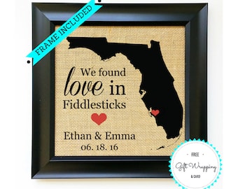 Custom Wedding Gift {All USA States} for Couple Engagement Gift for Couples Anniversary Present For Bride and Groom Fiance FRAME INCLUDED