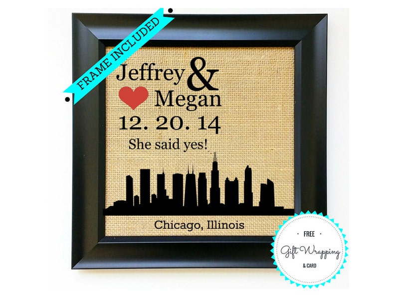 Engagement Gifts for Couple - Fiance Gift for Her - Friend Engagement Present - Proposal Gifts for Bride - Bridal Shower Presents - Skylines 