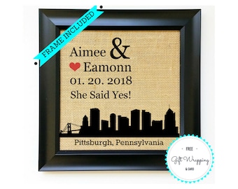 PITTSBURGH Engagement Gifts for Couple - Engaged in Pittsburgh Pennsylvania - Pittsburgh Wedding Gifts - Gift for Couples - Fiance Gift