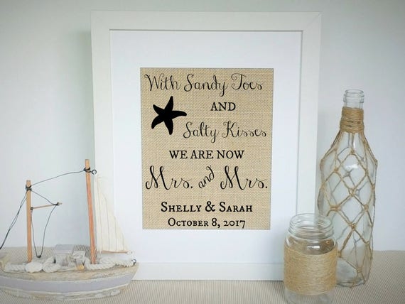 Lesbian WEDDING Gift for Couple Women Gay Beach Theme | Etsy