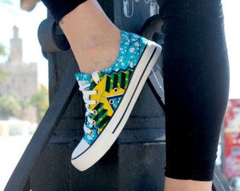 Trampki niskie w stylu Converse, holenderski wosk, Julius, lato, styl Converse, Ankara, pagne, tkanina afrykańska, afropunk, różowy, złoty