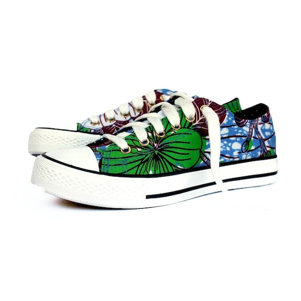 Baskets basses style converse, wax hollandais, style converse, Ankara, pagne, tissu africain, afropunk, rose, marron, pois