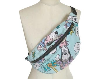 Saszetka biodrowa XL, Droopy, z recyklingu, vintage, ręcznie robiona, wyprodukowana we Francji, lata 90., saszetka biodrowa, sarong, moda, wegańska