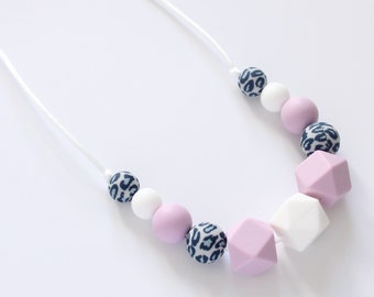 Silicone Nursing Necklace: Leopard Print Sensory Fiddle Jewellery