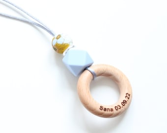 Personalised Silicone Nursing Necklace: Engraved Wooden and silicone jewellery