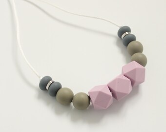 Silicone Nursing Necklace: Soft Summer colour palette Sensory necklace New Mum Gift