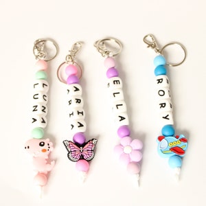 Personalised Beaded Name Keyring: Back to School Bag Tag Book bag