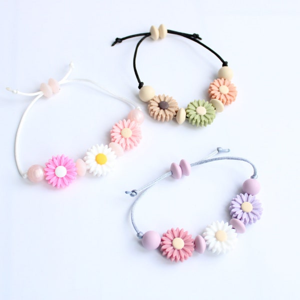 Silicone Adjustable Bracelet Sensory Fidget Bracelet Daisy Floral Bracelet Kids Adult bracelet Kids party Favours