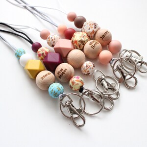 Personalised Engraved Lanyard, Beaded Lanyard