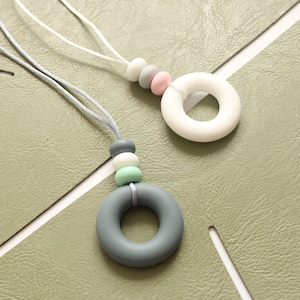 Collar de lactancia de silicona: collar sensorial de mármol y gris