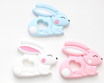 Easter Bunny Toy, Silicone Bunny Toy Sensory Toy , White Bunny Rubber Non chocolate Easter gift, Baby gift