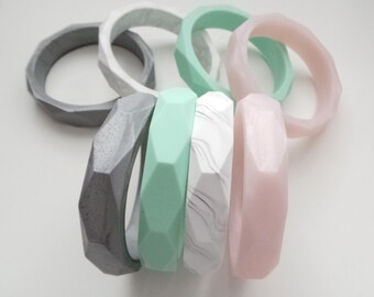 Teething Bangle , Bracelet for Mum or Dad,Baby Shower Newborn Gift ,Silicone Geometric Bracelet , BPA Free Silicone