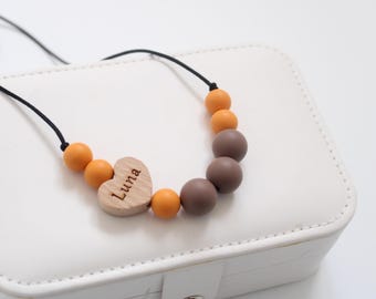 Personalised Nursing Necklace: Silicone Sensory Fiddle Necklace, New Mum Gift