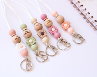 Personalised Floral Beaded Lanyard, Teacher Gift