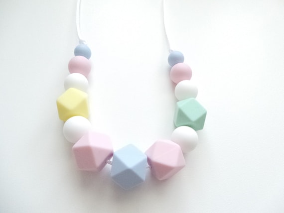 Silicone Pastel Rainbow Nursing Necklace Breastfeeding Necklace Sensory Necklace Fiddle Necklace New Mum Gift Mama Necklace Etsy