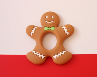 Christmas Gingerbread Man Silicone Toy, Newborn Xmas Gift, Stocking filler