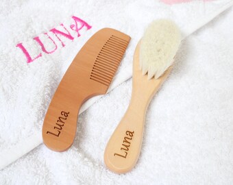 Personalised Engraved Baby soft Hairbrush and comb set