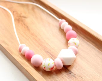 Pink Silicone Nursing Necklace, breastfeeding necklace