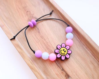 Glow in Dark Silicone Flower Bracelet: Adjustable Sensory Fidget Bracelet