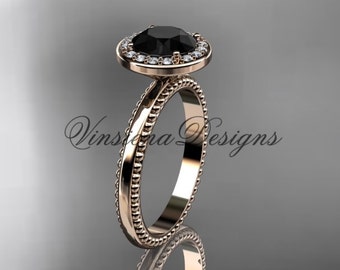 14k Rose Gold Engagement Ring Black Diamond VD10078